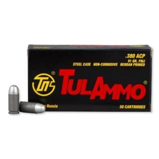 TulAmmo .380 ACP, 91 Grain FMJ, 50 Rounds TA380910