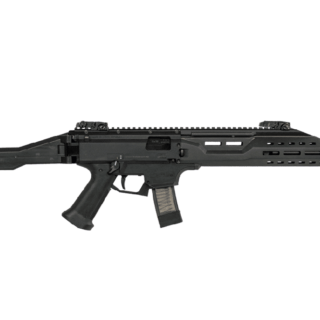 CZ Scorpion EVO 3 S1 9mm Carbine w/ Faux Suppressor 08507 20rd 16.2"Available in two variants, the Scorpion Carbine is a whole new animal. Building on the lauded submachinegun platform that first hit the US civilian market in pistol form in 2015, the Carbine has a 16.2″ barrel fitted with either a compensating muzzle brake or a faux suppressor built specifically for CZ-USA by SilencerCo.  Fit with the factory’s folding adjustable stock, the Carbine features a number of US-made parts to make it fully 922(r) compliant. One of the nicest features of the firearm is the newly-designed forend, covered in M-LOK attachment points to keep the profile slim while still being big enough to swallow most pistol-caliber suppressors should the owner decide down the road to convert it into an SBR for use with a suppressor.  Low-profile adjustable sights round out the platform, and a top Picatinny rail allows the mounting of a wide number of optics. Simple and reliable, the Scorpion not only has ambidextrous controls, its non-reciprocating charging handle is swappable and reach to the trigger is adjustable.  Carrying on the Scorpion’s reputation as a reliable pistol-caliber plinker without breaking the bank.