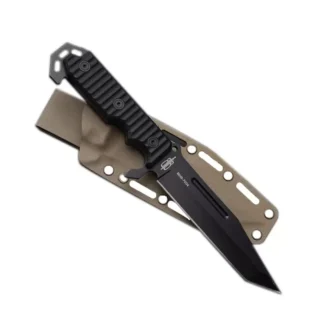 BucknBear Tanto Combat Fighter Fixed Blade Knife, Black BNB7004