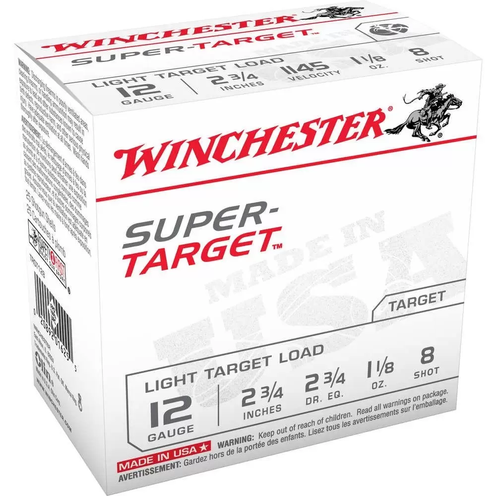 Winchester Super Target Lead Shot Target Load 1 1/8oz #8 12ga 2 3/4" Shells 25rd TRGT128