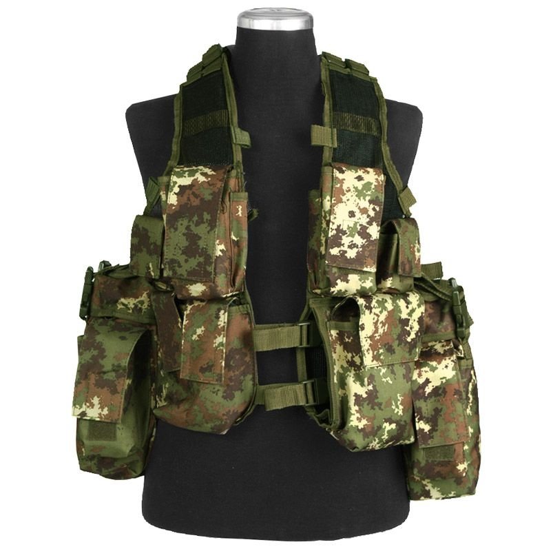 Mil-Tec 12-Pocket Tactical Vest, Vegetato Woodland 10711042